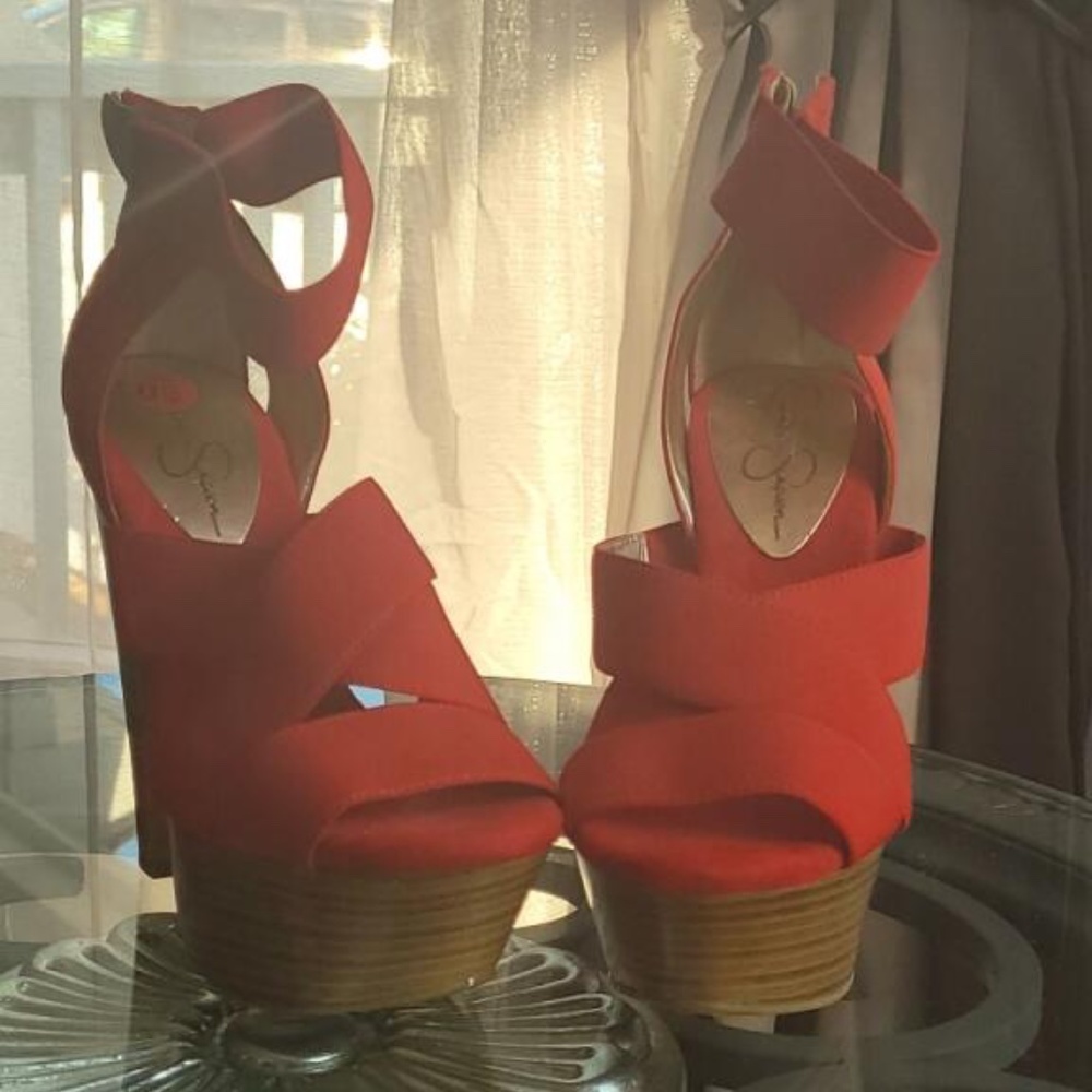 Jessica Simpson Red Wedges